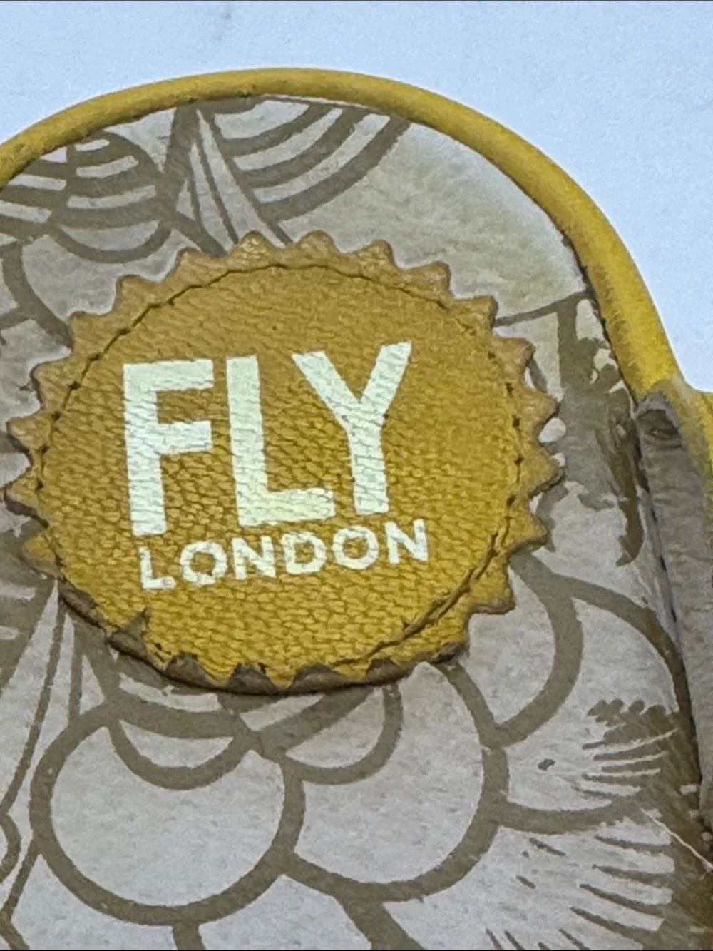 Fly London Mustard Yellow Wedge Sandals with Ankle Strap Size 38